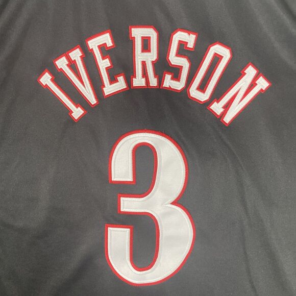 VTG Mitchell & Ness Jersey 2001 NBA Finals Allen Iverson 76ers Mens 5XL Black - Picture 9 of 10